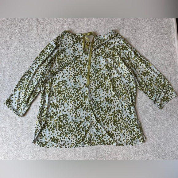 SUSAN GRAVER 2X POLKA DOT BLOUSE GREEN - Picture 2 of 6